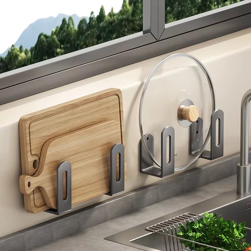 Kitchen Gadgets Holder - 2 قطعة/المجموعة غطاء وعاء رف غطاء