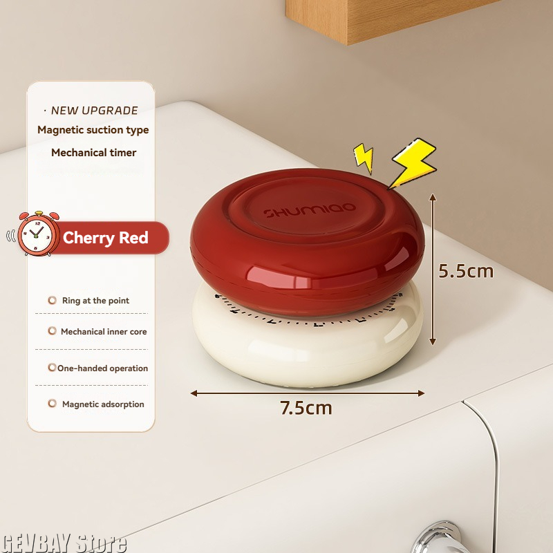 Kitchen Hand Gadgets - مؤقت ميكانيكي مغناطيسي يعمل بيد واحدة،