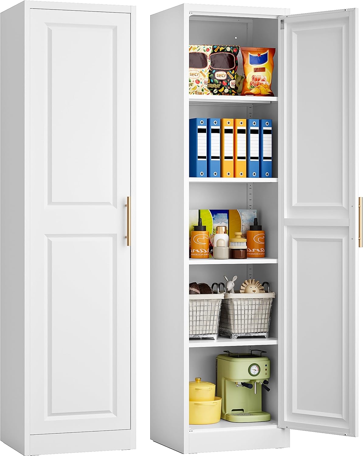 Kitchen Gadgets Storage - خزانة تخزين طويلة ورفيعة بباب واحد